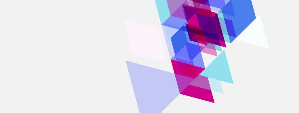Abstract geometric shapes overlap, creating vibrant color blocks. Light shade Illustrazione stock
