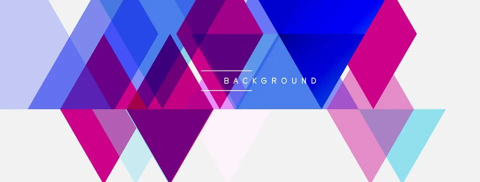 Abstract geometric shapes overlap, creating vibrant colorful background. Mode Stock Illustration