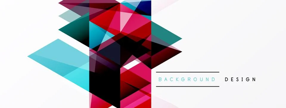 Abstract geometric shapes overlap, creating dynamic visual texture. Red, blue Stock Illustration