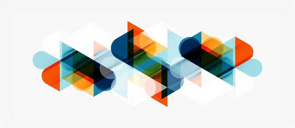 Abstract geometric shapes overlap, creating vibrant colorful pattern. Modern Stockillustratie
