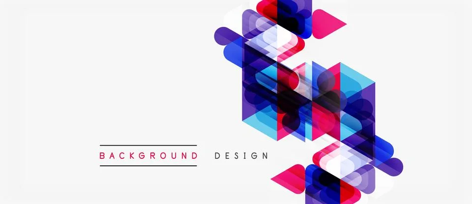 Abstract geometric shapes overlap, creating vibrant colorful design. Modern Illustrazione stock