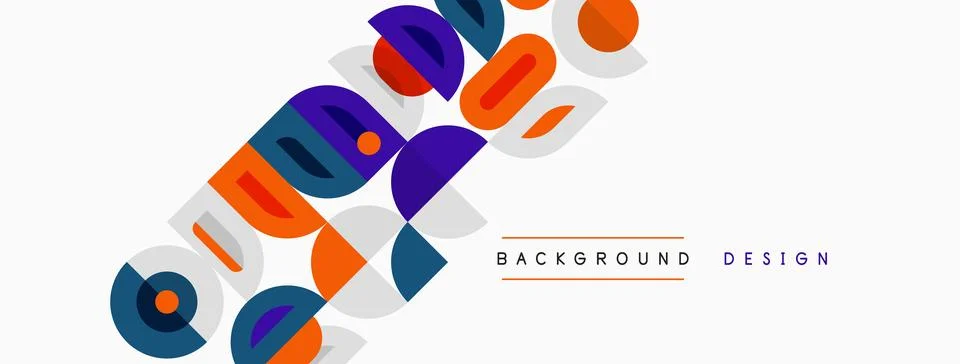 Abstract geometric shapes overlap, creating vibrant colorful background. Desi Illustrazione stock