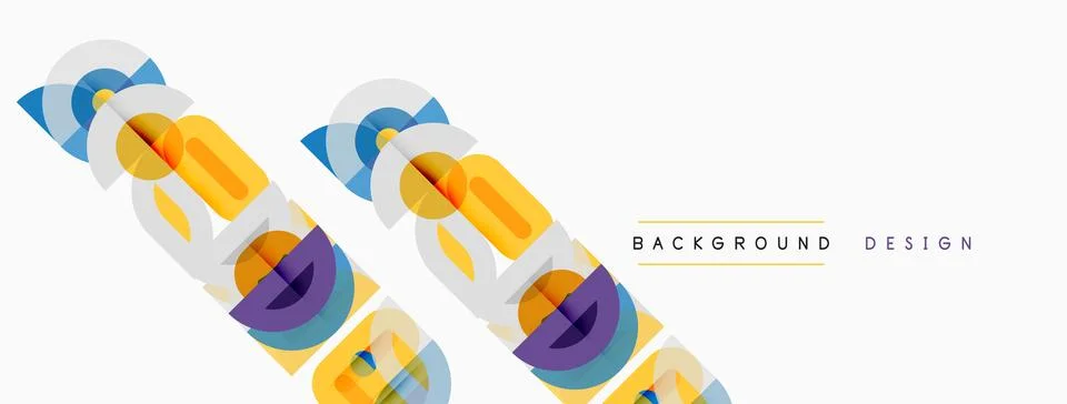 Abstract geometric shapes overlap, creating vibrant pattern. Colors include Stock Illustration