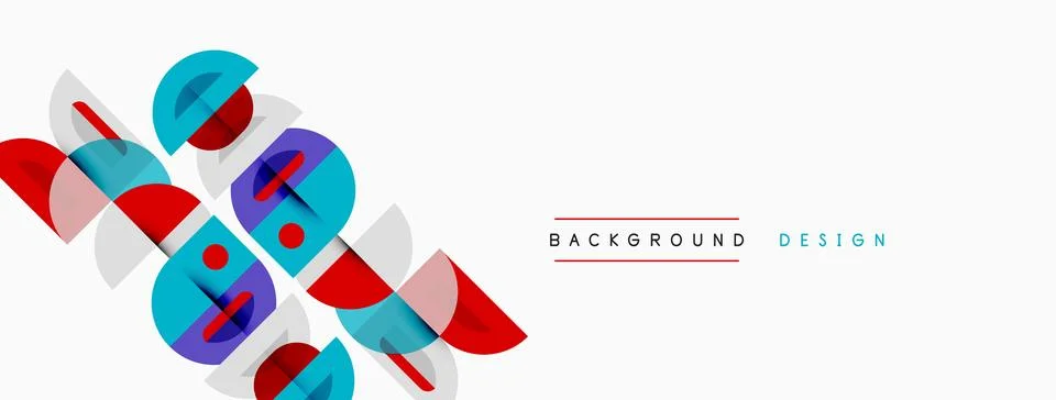 Abstract geometric shapes overlap, creating dynamic visual pattern. Red, blue Stock Illustration