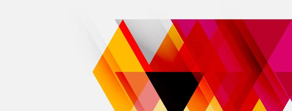 Abstract geometric shapes overlap, creating vibrant color gradients. Orange, Stock Illustration