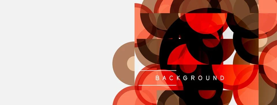 Abstract geometric shapes overlap, creating dynamic redbrown composition. Whi Stock Illustration
