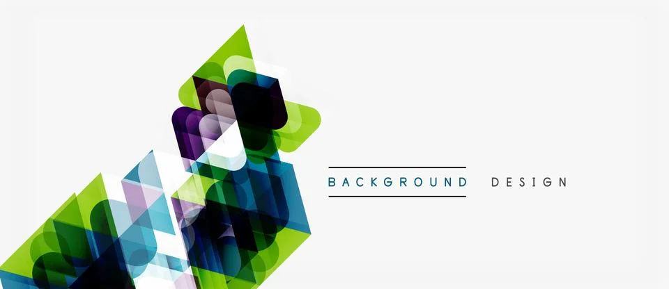 Abstract geometric shapes overlap, creating vibrant color gradients. Modern Illustrazione stock