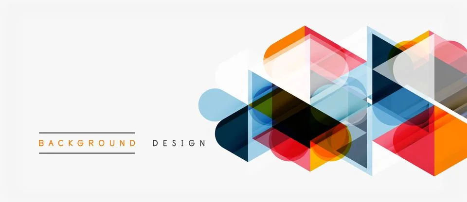 Abstract geometric shapes overlap, creating vibrant colorful background desig 库存插图