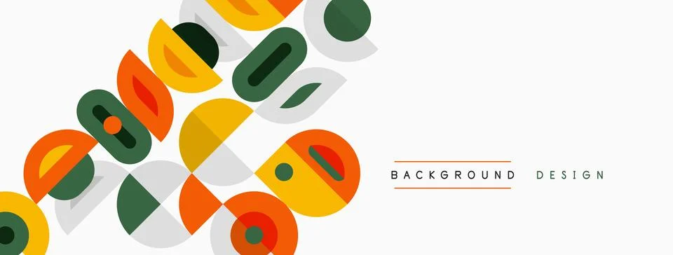 Abstract geometric shapes overlap, creating vibrant pattern. Colors include Illustrazione stock