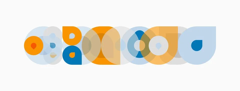 Abstract geometric shapes overlap, creating colorful patterns. Circles, squ.. Stockillustratie