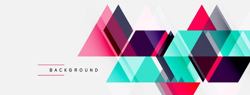 Abstract geometric shapes overlap, creating vibrant modern background. Pink, Stock Illustration