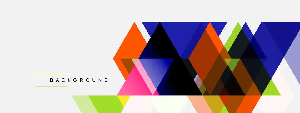 Abstract geometric shapes overlap, creating vibrant colorful background. Mode Illustrazione stock