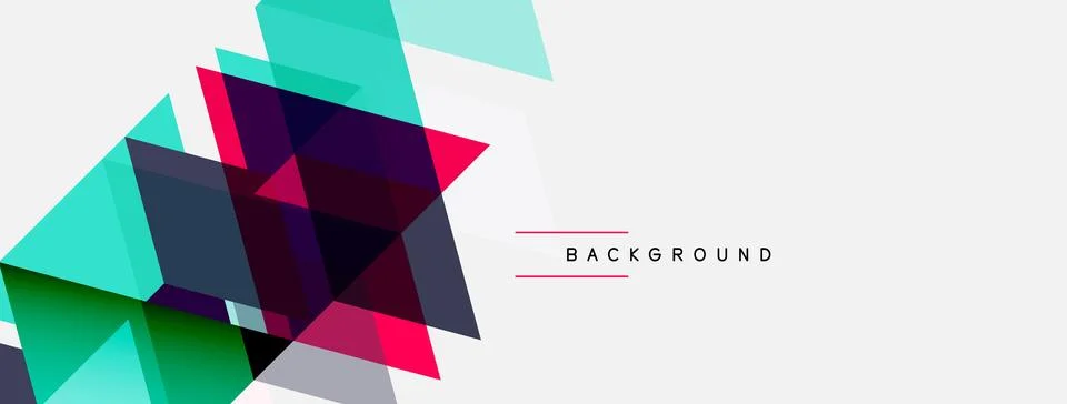 Abstract geometric shapes overlap, creating vibrant color gradients. White .. 스톡 일러스트