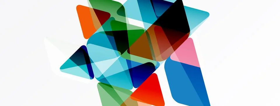 Abstract geometric shapes overlap, creating vibrant color blends. Composition Illustrazione stock