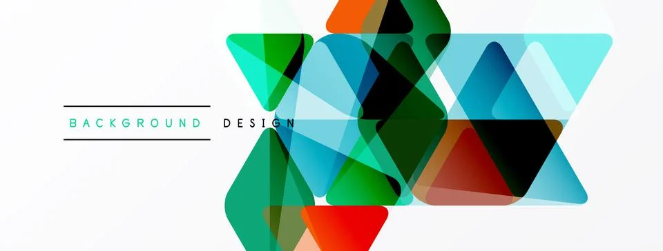 Abstract geometric shapes overlap, creating vibrant colorful design. Modern Stock Illustration