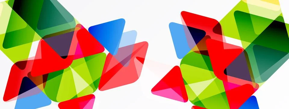 Abstract geometric shapes overlap, creating vibrant colorful composition. Stock Illustration