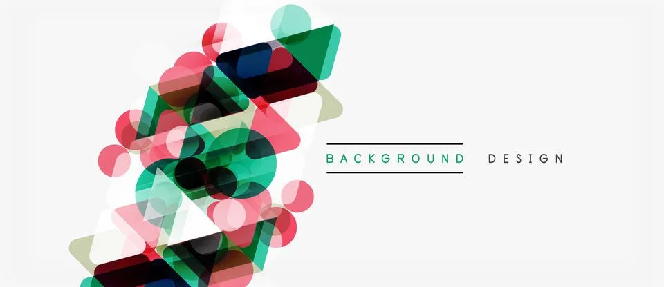 Abstract geometric shapes overlap, creating vibrant color composition. Modern Stock Illustration