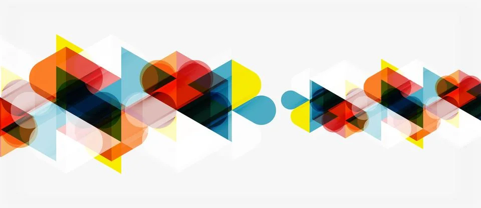 Abstract geometric shapes overlap, creating colorful pattern. Minimalist desi 스톡 일러스트