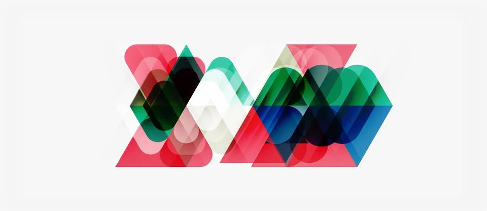 Abstract geometric shapes overlap, creating vibrant color blends. Design Illustrazione stock