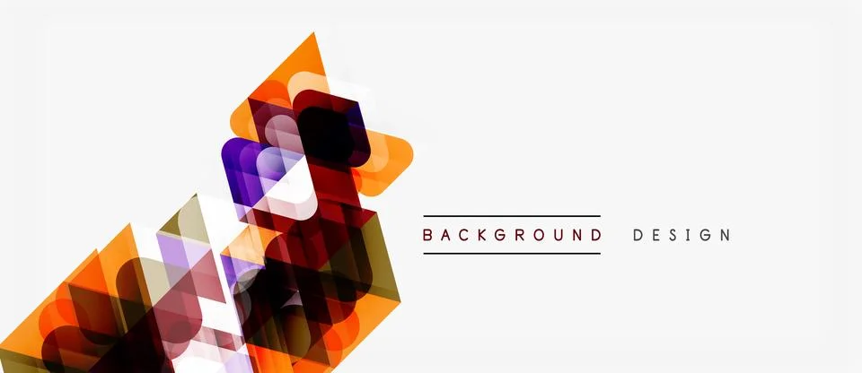 Abstract geometric shapes overlap, creating vibrant color gradients. Modern Illustrazione stock