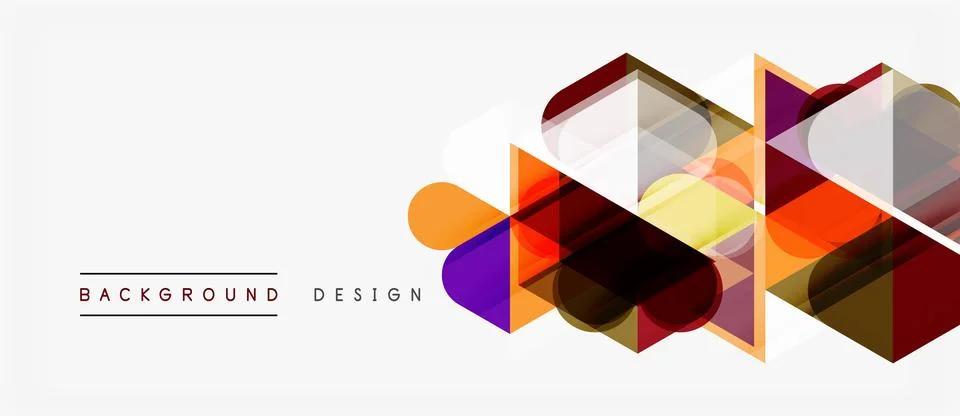Abstract geometric shapes overlap, creating vibrant colorful design. Modern Illustrazione stock