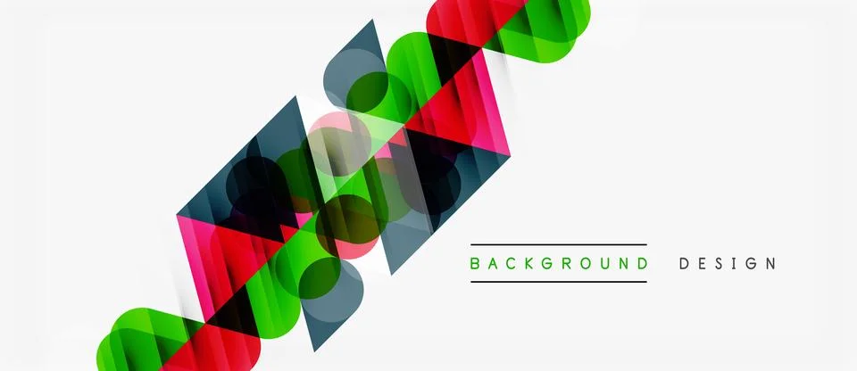 Abstract geometric shapes overlap, creating vibrant color gradients. Modern Illustrazione stock