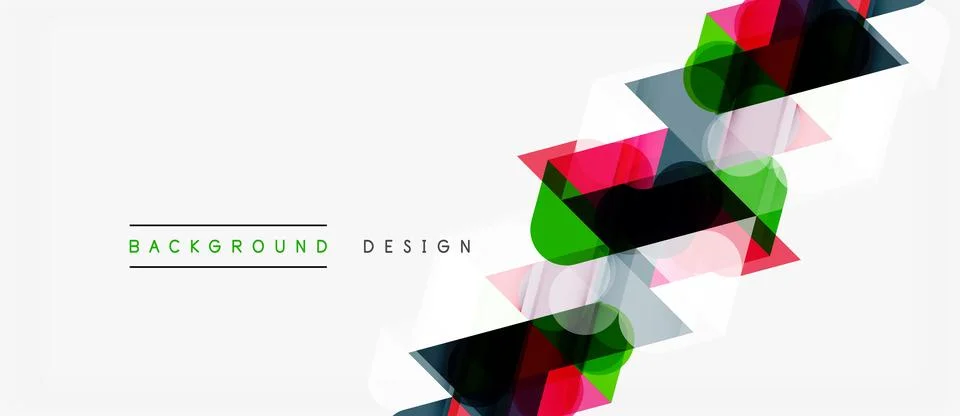 Abstract geometric shapes overlap, creating dynamic visual effect. Colors Illustrazione stock