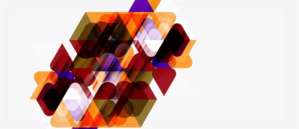 Abstract geometric shapes overlap, creating vibrant color composition. Warm Illustrazione stock