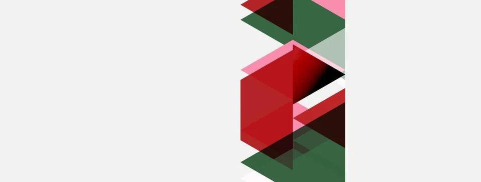 Abstract geometric shapes overlap, creating dynamic composition. Red, green, 스톡 일러스트