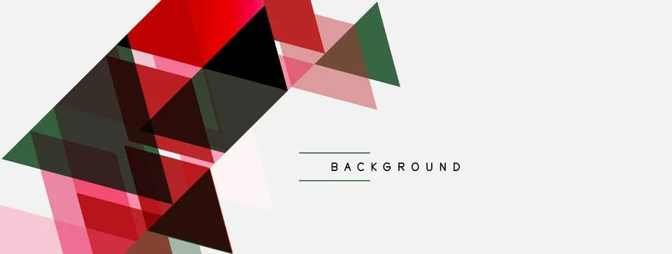 Abstract geometric shapes overlap, creating dynamic composition. Red, pink, Stock Illustration