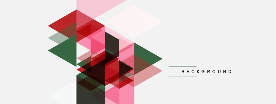 Abstract geometric shapes overlap, creating dynamic visual effect. Pink, red, Stock Illustration