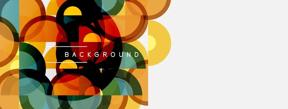 Abstract geometric shapes overlap, creating vibrant colorful background. Whit Stock Illustration