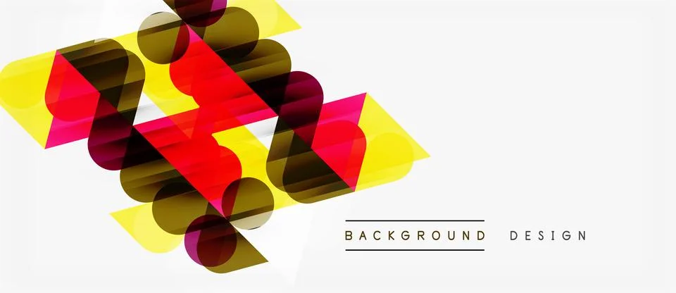 Abstract geometric shapes overlap, creating vibrant color composition. Yellow Illustrazione stock