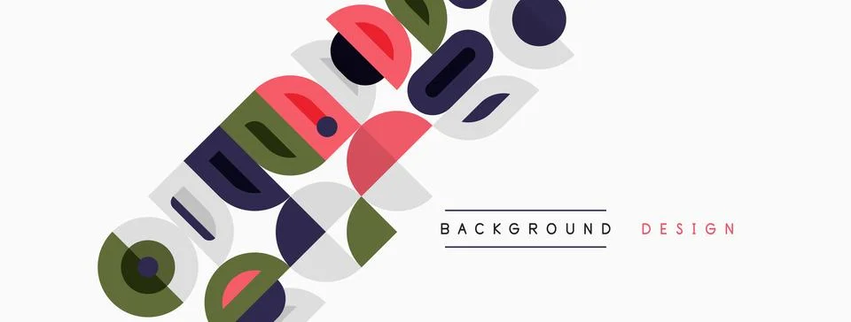 Abstract geometric shapes overlap, creating colorful design. White background Illustrazione stock