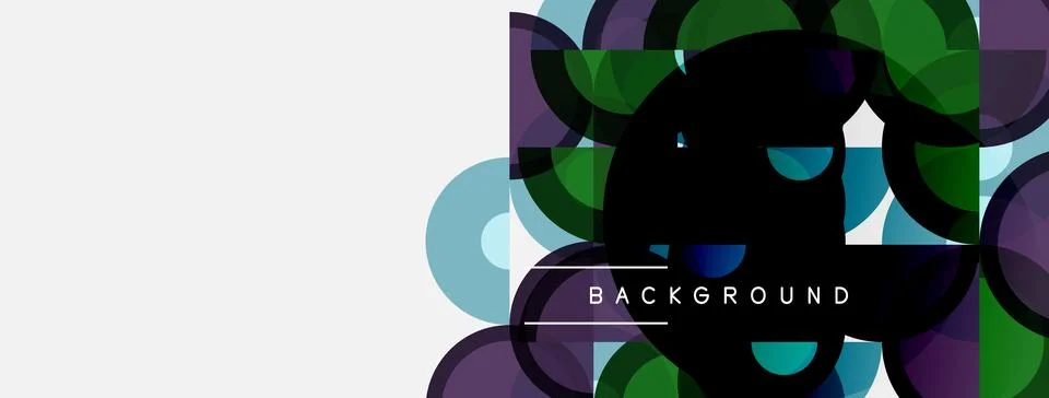 Abstract geometric shapes overlap, creating vibrant color composition. Text Stock Illustration
