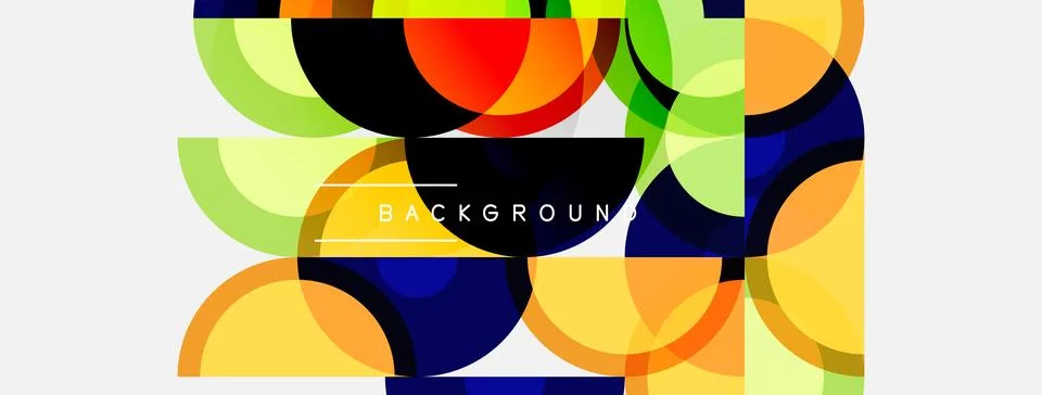 Abstract geometric shapes overlap, creating vibrant colorful background. Ci.. Stock Illustration