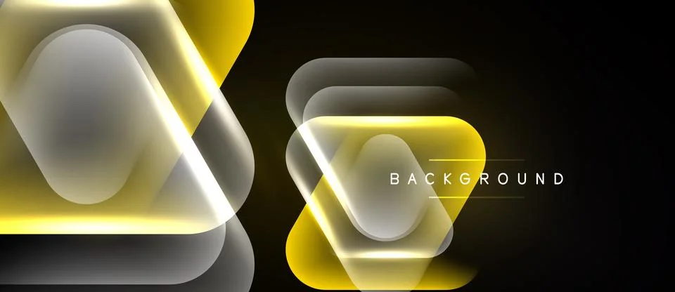 Abstract geometric shapes overlap, creating glowing effect. Yellow, white hue Stock Illustration