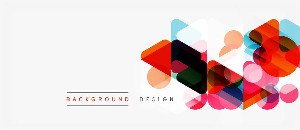 Abstract geometric shapes overlap creating vibrant colorful background. Moder Illustrazione stock