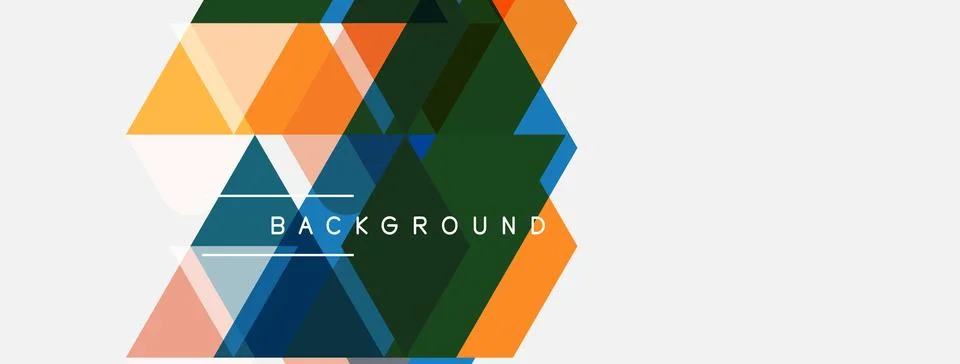 Abstract geometric shapes overlap, creating vibrant background. Colors includ Illustrazione stock