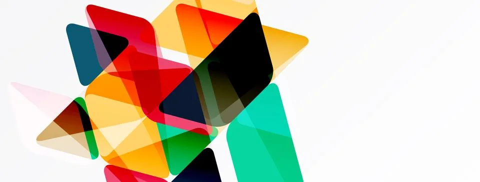 Abstract geometric shapes overlap, creating vibrant color blends. Composition 스톡 일러스트