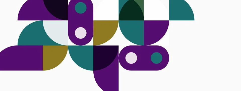 Abstract geometric shapes overlap, creating colorful composition. Purple, tea Stock Illustration