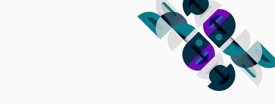 Abstract geometric shapes overlap, creating dynamic visual pattern. Teal, p.. 스톡 일러스트