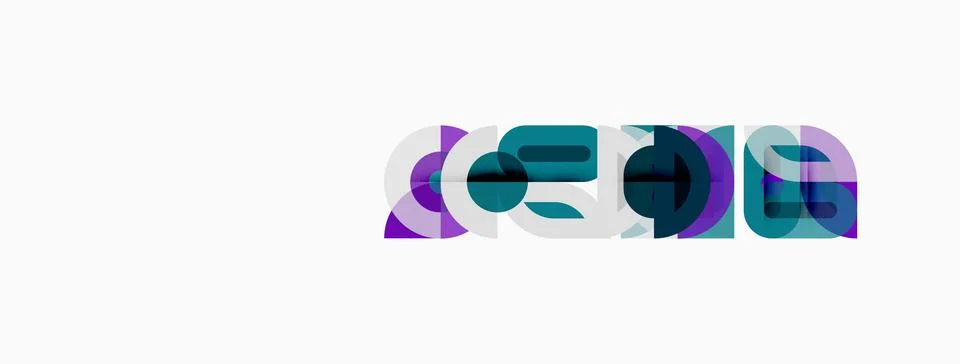 Abstract geometric shapes overlap, creating colorful design. Purple, teal hue Stockillustratie