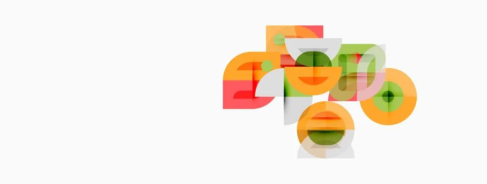 Abstract geometric shapes overlap, creating colorful translucent layers. Stock Illustration