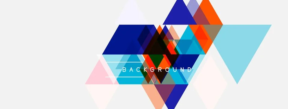 Abstract geometric shapes overlap, creating vibrant colorful background. Illustrazione stock