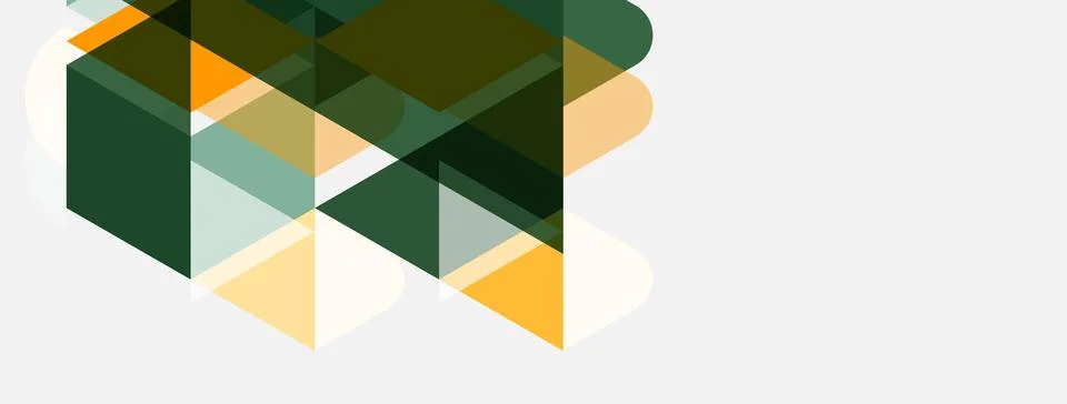 Abstract geometric shapes overlap, creating layered composition. Greens, ye.. 스톡 일러스트
