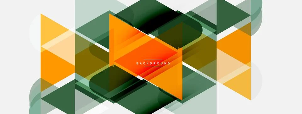 Abstract geometric shapes overlap, creating dynamic composition. Orange, gree 스톡 일러스트