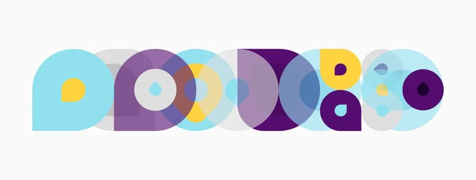 Abstract geometric shapes overlap, creating colorful patterns. Circles domina Stock Illustration
