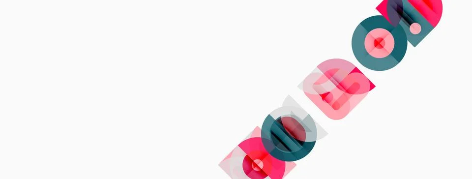 Abstract geometric shapes overlap, creating colorful design. Minimalist Illustrazione stock