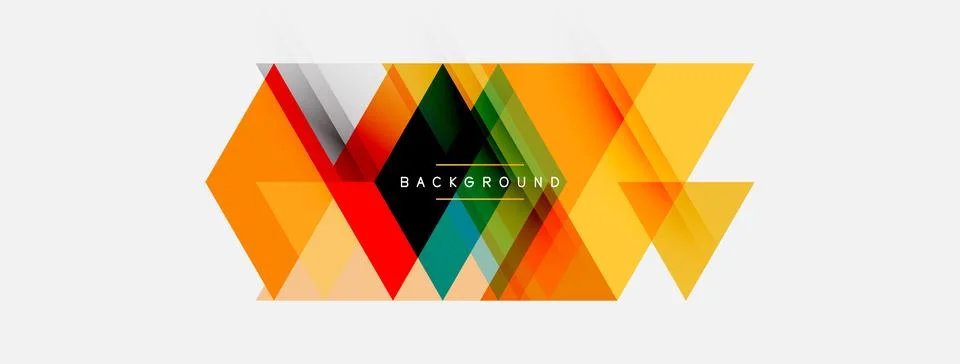 Abstract geometric shapes overlap, creating vibrant orange, green gradients. Stock Illustration